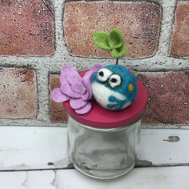 Wooly Frog on Raspberry Stash-it Jar