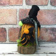 Witchy Gnome with Flora on Natural Tree Stump/Halloween