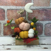 Pumpkin Pile, Moon & Flora on Vintage Barnwood