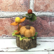 Ochre Pumpkin & Flora on Natural Tree Stump