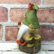 Maple Leaf Gnome & Flora on Natural Tree Stump