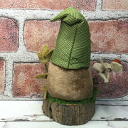 Maple Leaf Gnome & Flora on Natural Tree Stump