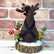 Rudolph Gnome & Flora on Natural Tree Stump/Christmas