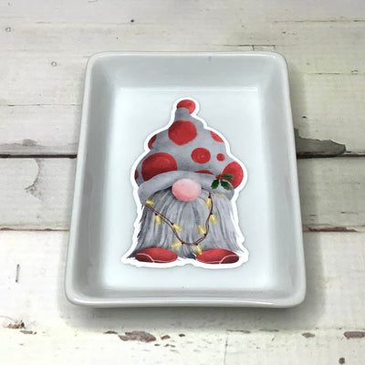 Red Dots Christmas Gnome/Small Trinket Dish by lydeen