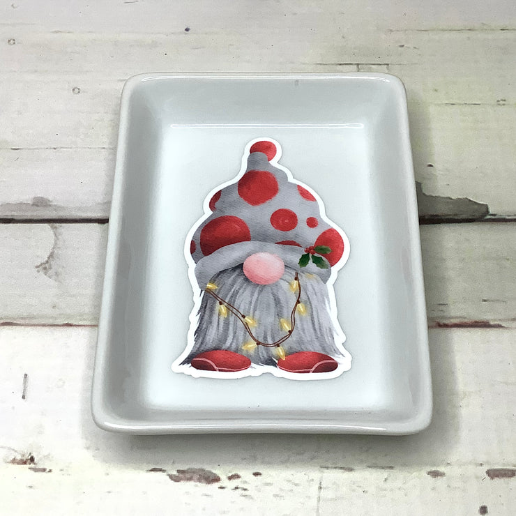 Red Dots Christmas Gnome/Small Trinket Dish by lydeen