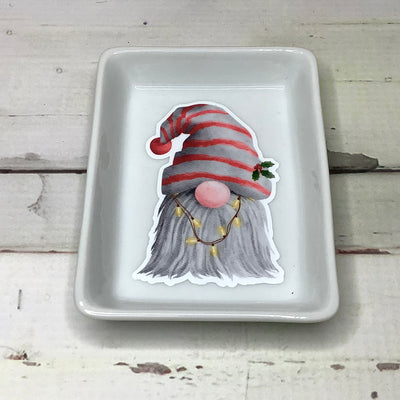 Grey & Red Stripe Christmas Gnome/Small Trinket Dish by lydeen