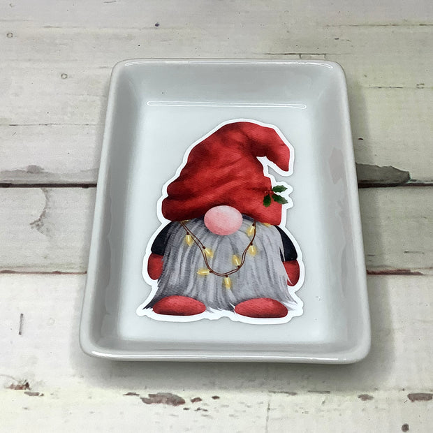 Red Christmas Gnome/Small Trinket Dish by lydeen