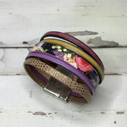 LE302/Multi-Strand Leather Magnetic Clasp Cuff