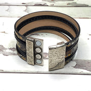 LE303/Multi-Strand Leather Magnetic Clasp Cuff