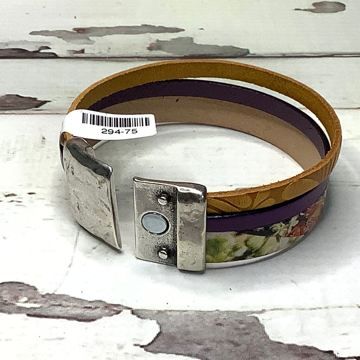 LE294/7.5" Multi-Strand Leather Magnetic Clasp Cuff