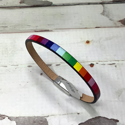 LE298/Rainbow Leather Magnetic Clasp Bracelet