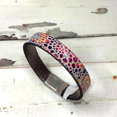 LE295/Leather Magnetic Clasp Cuff