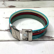 LE300/8" Multi-Strand Leather Magnetic Clasp Cuff