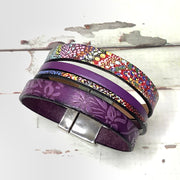 LE316/Multi-Strand Leather Magnetic Clasp Cuff