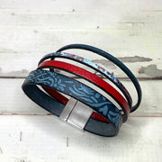 LE318/8" Multi-Strand Leather Magnetic Clasp Cuff