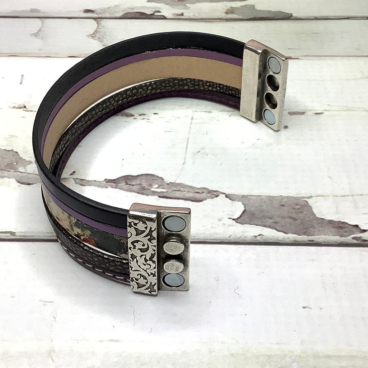 LE319/Multi-Strand Leather Magnetic Clasp Cuff