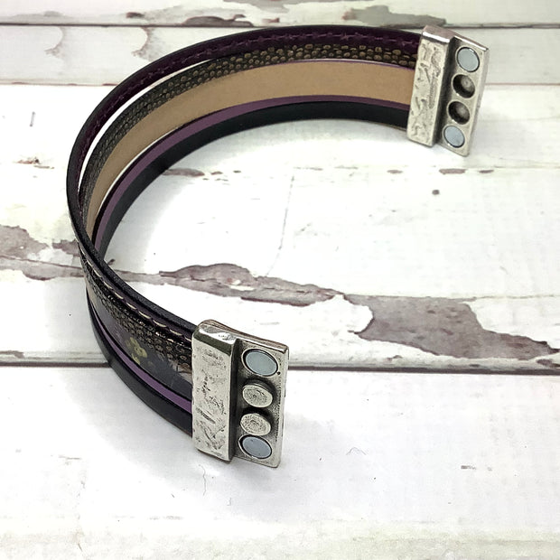 LE319/Multi-Strand Leather Magnetic Clasp Cuff