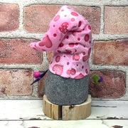 Valentine Gnome & Flora on Natural Wood Base