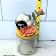 Wooly Sheep on Mustard Stash-it Jar