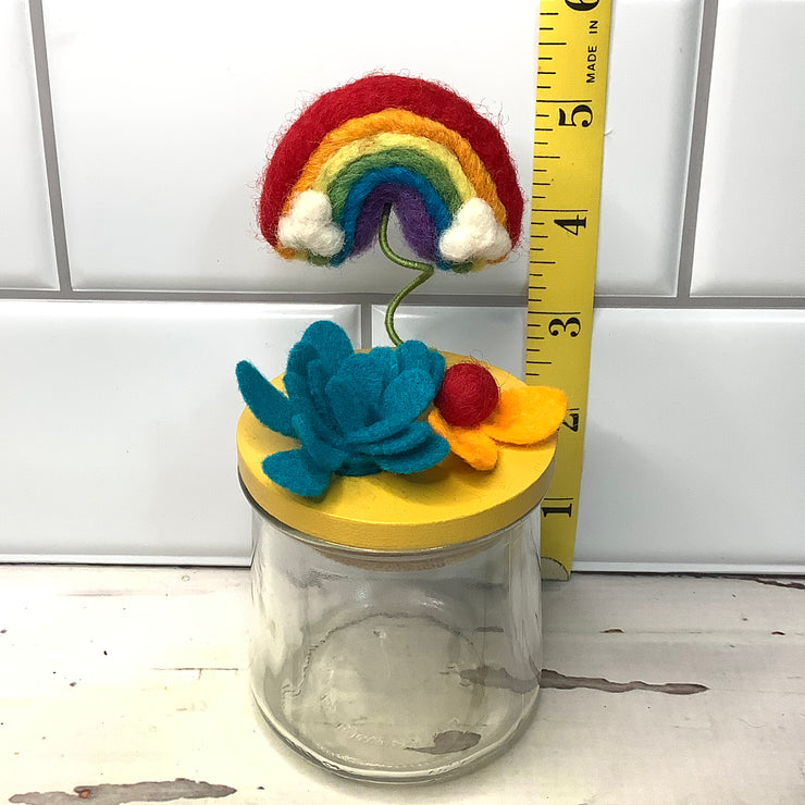 Wooly Rainbow on Mustard Stash-it Jar