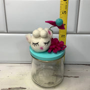 Wooly Lamby on Turquoise Stash-it Jar