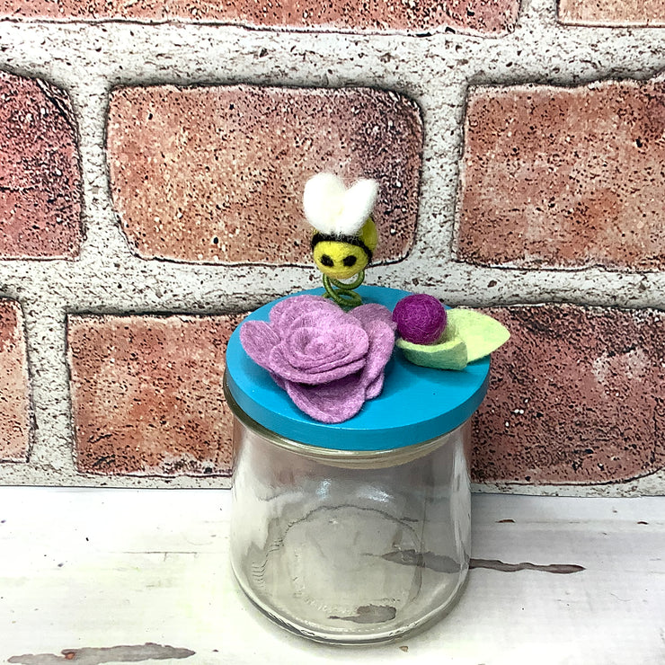 Wooly Bee on Mermaid Blue Stash-it Jar