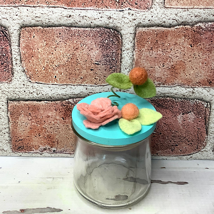 Wooly Flora on Turquoise Stash-it Jar