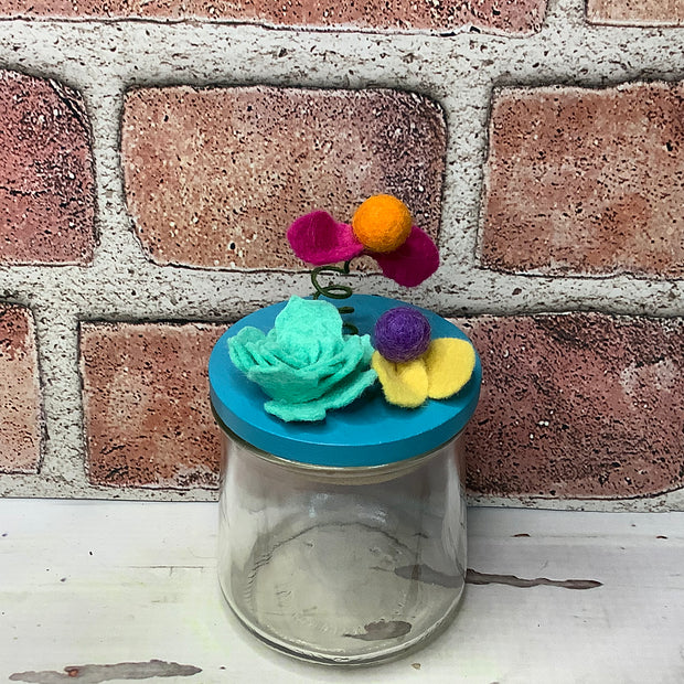 Wooly Flora on Mermaid Blue Stash-it Jar