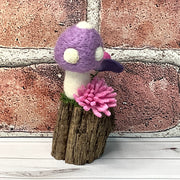 Lavender Mushroom & Flora on Natural Wood Base