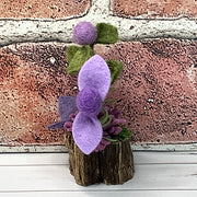 Wooly Lavender Flora on Natural Wood Base