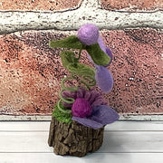 Wooly Lavender Flora on Natural Wood Base