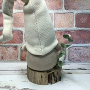 Blush & Cream Gnome, Mushroom & Flora on Natural Wood Base