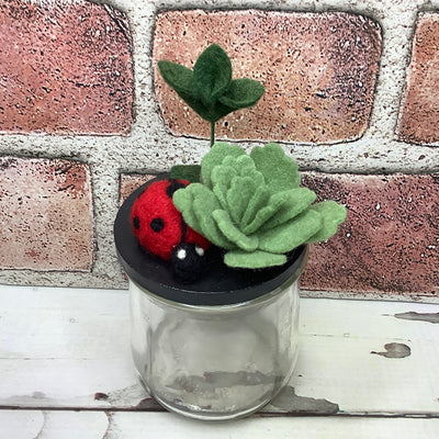 Wooly LadyBug & Flora on Black Stash-it Jar