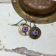 Darcy/Hand Painted Flora Bronze Charm Brass Earrings