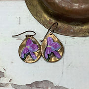 Ana/Hand Painted Flora Bronze Charm Brass Earrings