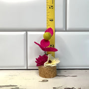 Fuschia Mini Flower Garden on Natural Wood Base