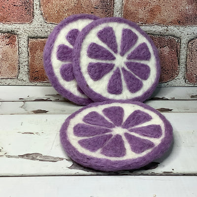 Lavender/Fruit Slice Felted Coaster