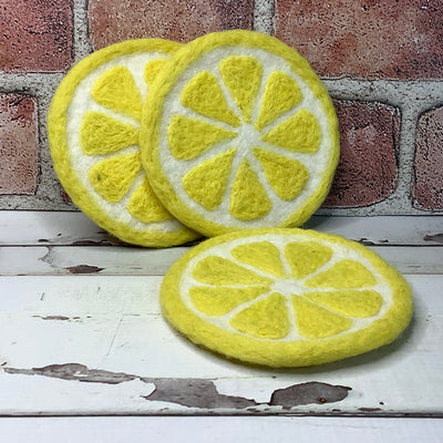 Lemon/Fruit Slice Felted Coaster