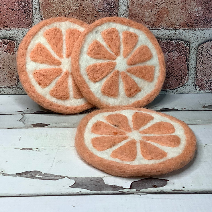 Peach/Fruit Slice Felted Coaster