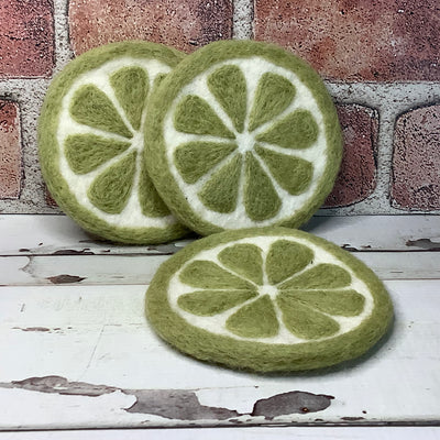 Celery/Fruit Slice Felted Coaster