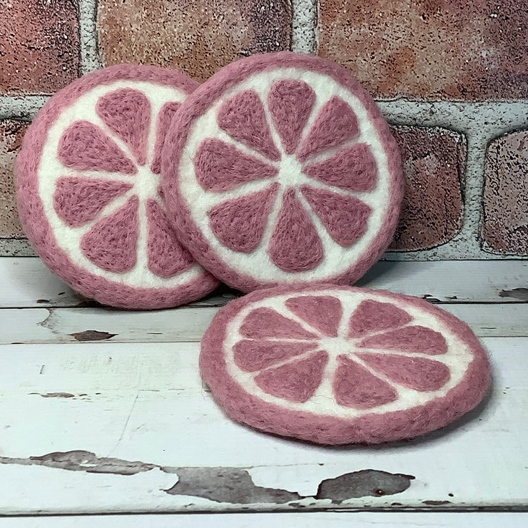 Rose/Fruit Slice Felted Coaster