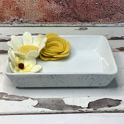 Creamy & Mustard Felt Flowers/Trinket Dish by lydeen