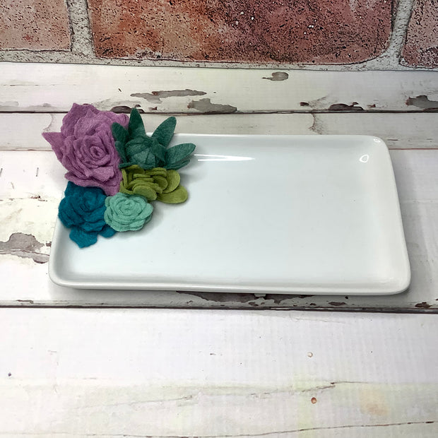 Lavender, Teal, Mint & Green Felt Succents/Trinket Dish by lydeen