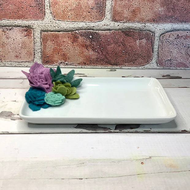 Lavender, Teal, Mint & Green Felt Succents/Trinket Dish by lydeen