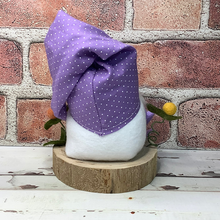 Pippin—Lavender Gnome & Flora on Natural Wood Base