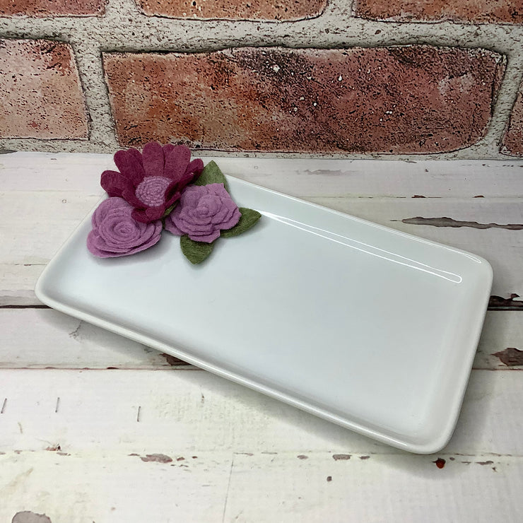 Lavender Felt Flowers/Trinket Dish by lydeen