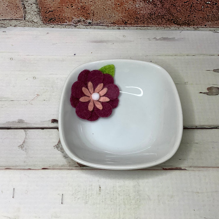 Aubergine Felt Flower/Trinket Dish by lydeen