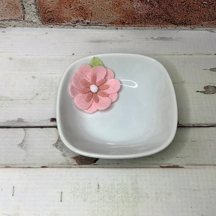Pink Felt Flower/Trinket Dish by lydeen