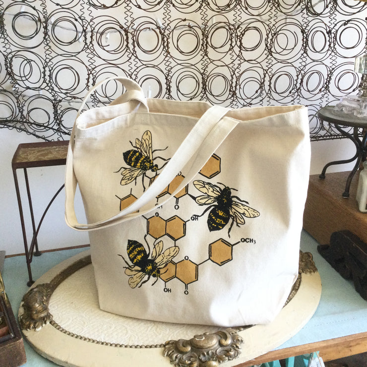 Honey Chemistry - Farmer's Market Tote Bag :: Hand Painted by lydeen