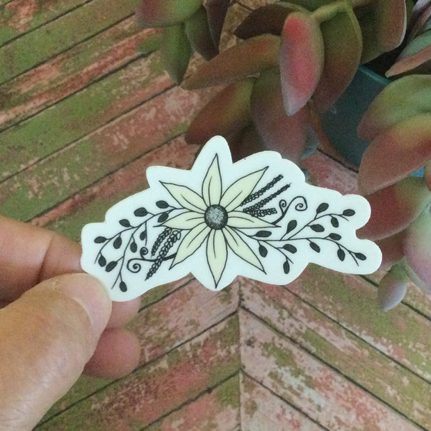 Floral Swag Yellow/Vinyl Sticker - by lydeen
